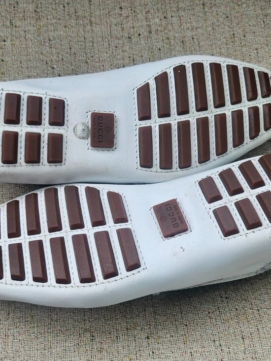 Gucci Men Loafer Shoes White Leather Slip On Driving Horsebit Size 40 Made Italy main image 4